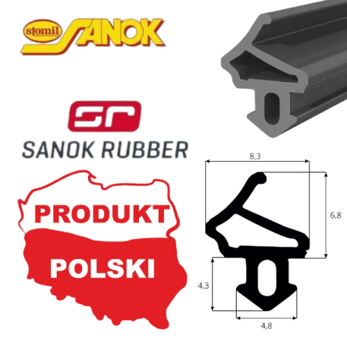 USZCZELKA S-1172 DO SYSTEMU OKIEN PCV ALUPLAST. WYKONANA Z CZARNEJ GUMY EPDM.