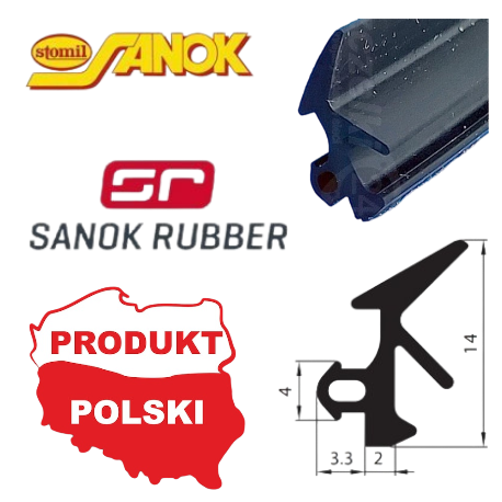 USZCZELKA S-185 SYSTEMU THYSSEN WYKONANA Z CZARNEJ GUMY EPDM. PRODUCENT STOMIL SANOK. DYDTRYBUTOR ORION GDYNIA. NOWA USZCZELKA OKNA PCV OKIEN OKIENNA