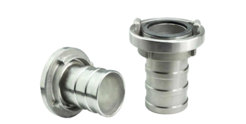 ŁĄCZNIK SSAWNY WYKONANY ZE STOPU ALUMINIUM. ZŁĄCZE STRAŻACKIE TYPU STORZ ROZMIAR 52  CZYLI 2 cale Z TULEJĄ NA WĄŻ BEZALIN FI 45 MM  . DUSTRYBUCJA OSPRZĘT POŻARNICZY ORION GDYNIA