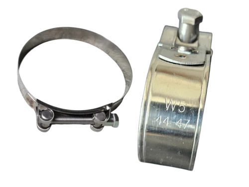GBS W5 44-47 opaska obejma mocna ze srubą M6 nierdzewna  antystatyczna. Przeznaczona do mocowania wąży o średnicach od 44 do 47 mm  do pracy w trudnych warunkach. Dystrybucja Orion Gdynia
